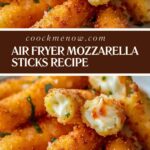 These air fryer mozzarella sticks offer the perfect blend of convenience and indulgence. The air fryer method ensures a consistently crispy exterior while maintaining that perfectly melted, stretchy cheese interior.