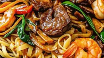 Cajun shrimp and steak alfredo pasta
