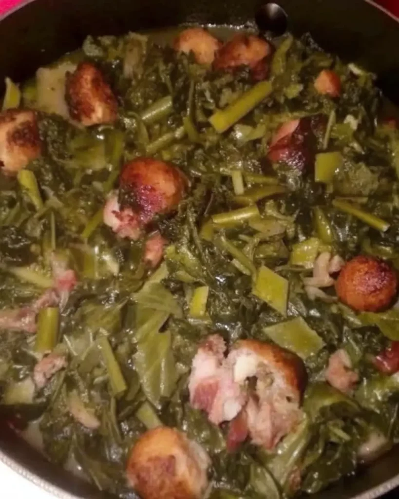 Canned collard greens with ham hocks