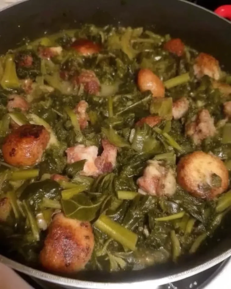 Canned collard greens with ham hocks