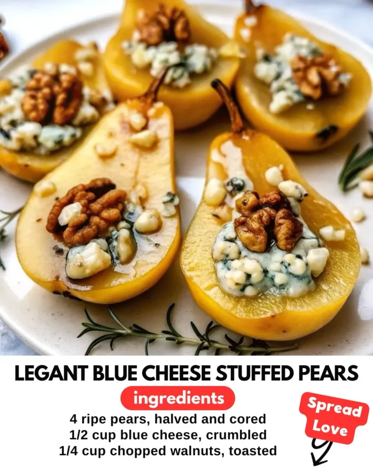 Elegant blue cheese stuffed pears recipe