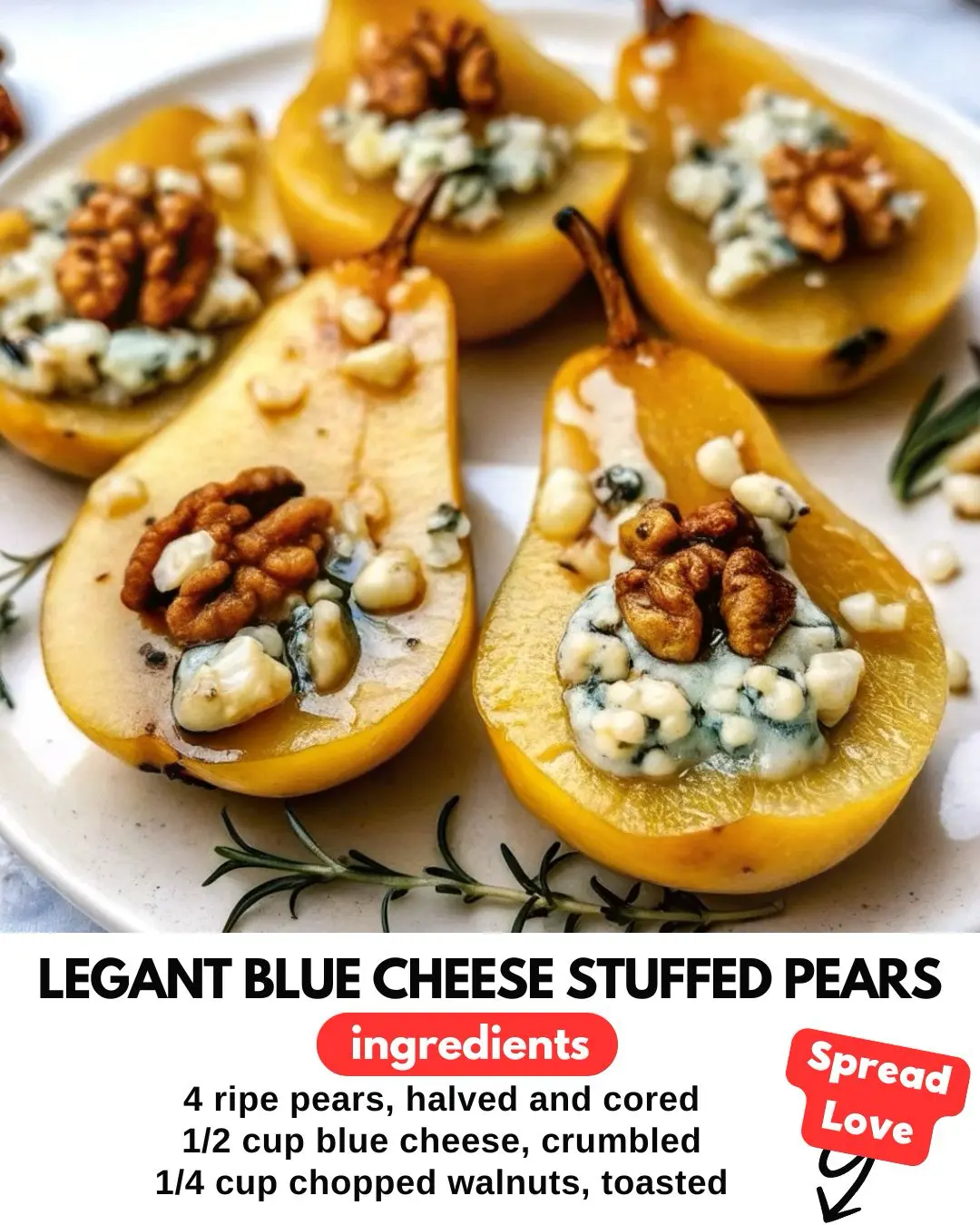 Elegant blue cheese stuffed pears recipe