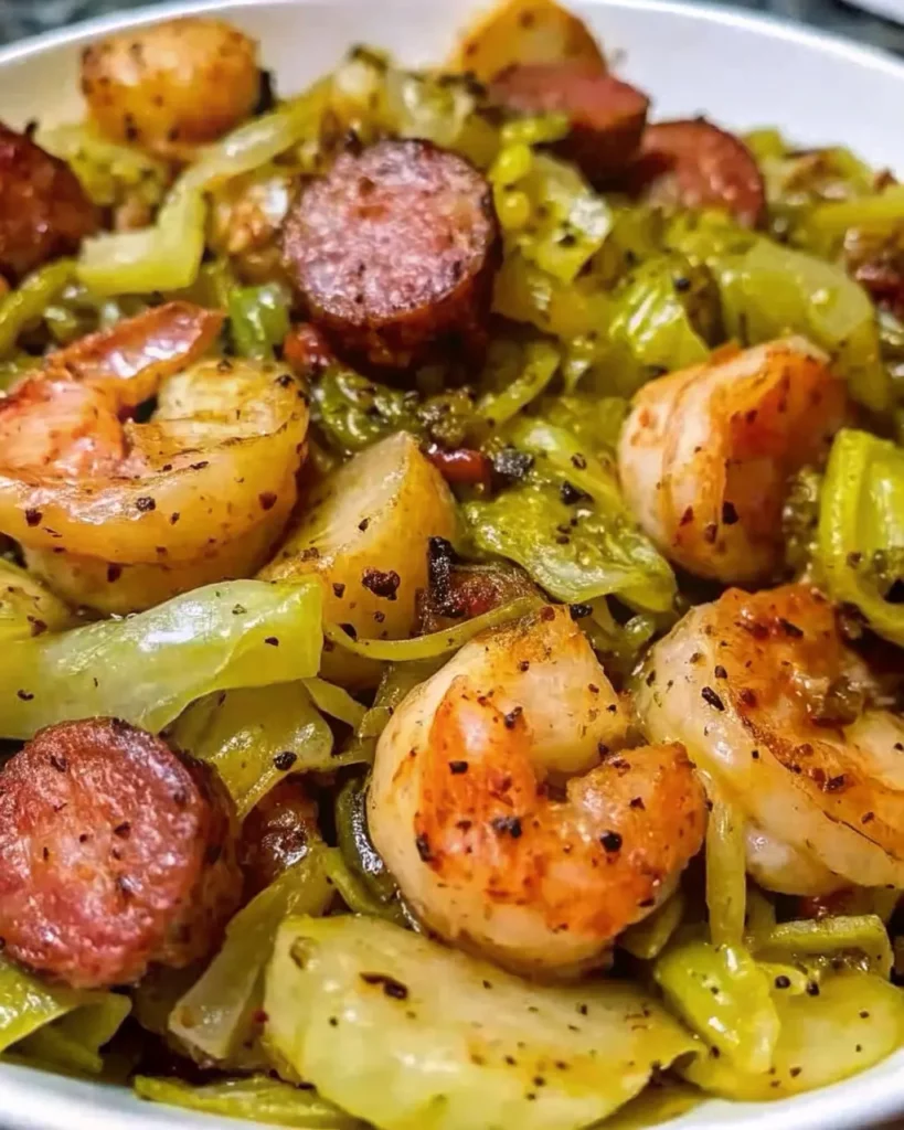 Fried cabbage and shrimp recipe