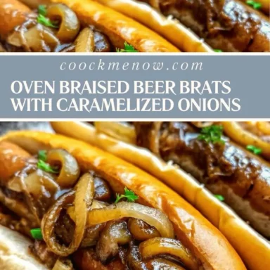 Oven Braised Beer Brats with Caramelized Onions