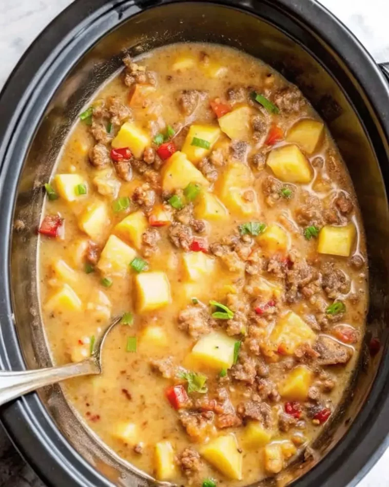 Slow cooker creamy potato soup Pinterest Pin