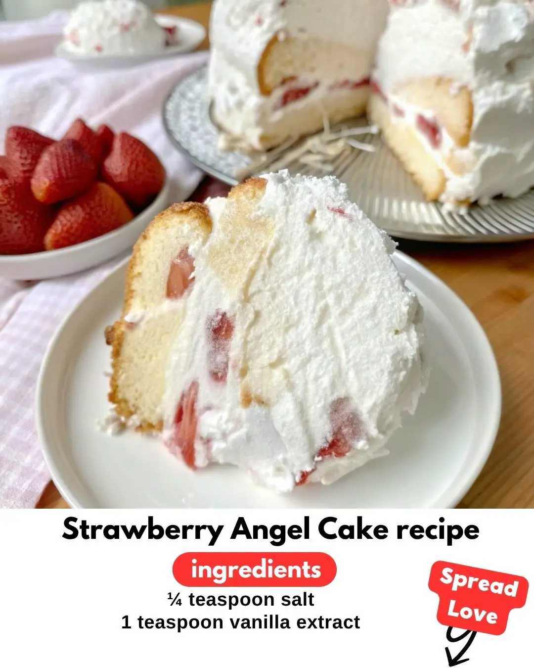Strawberry Angel Cake recipe Recipes Pinterest Pin