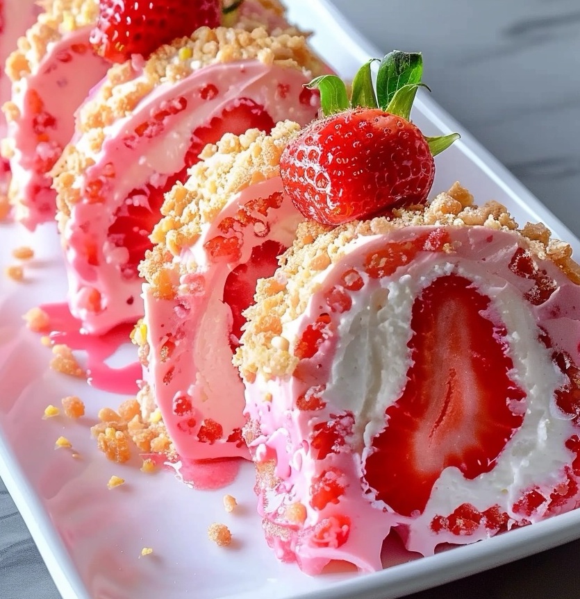 Strawberry shortcake cheesecake rolls